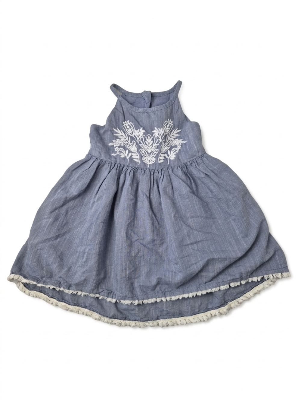 Tahari Baby Blue Embroidered Boho Sun Dress 12M